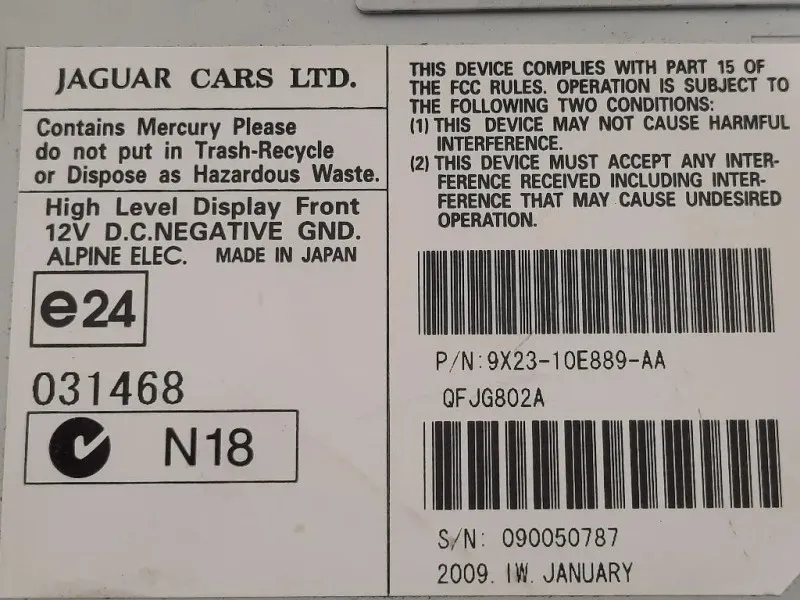 Display Multimediale 9X23-10E889-A Jaguar XF I 2008