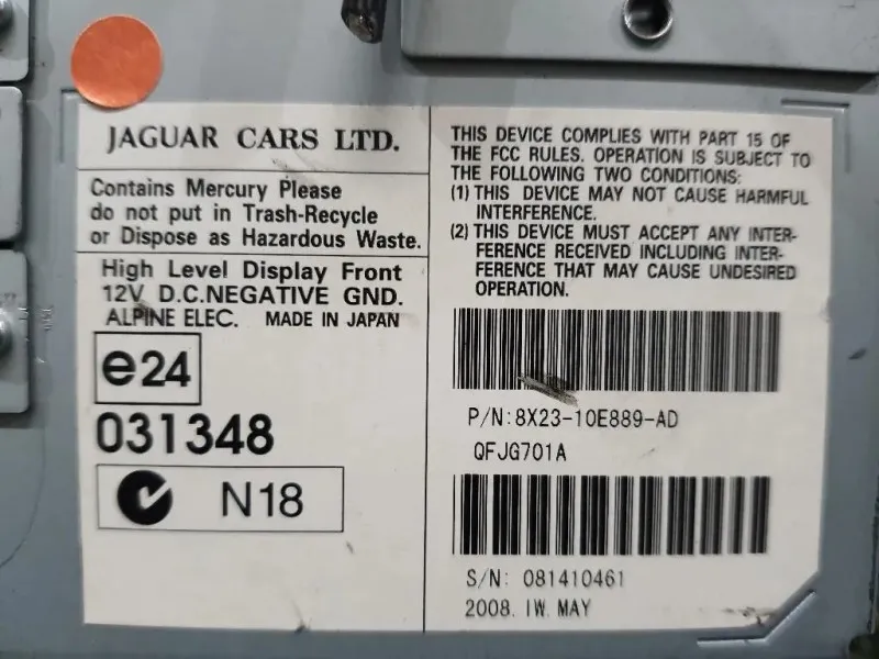 Display Multimediale 8X2310E889AD Jaguar XF I 2008