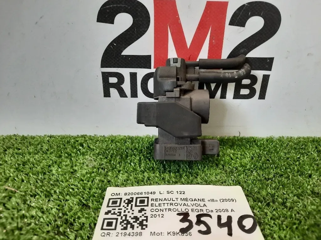 Elettrovalvola Controllo EGR 149568021R Renault Mégane III 2009
