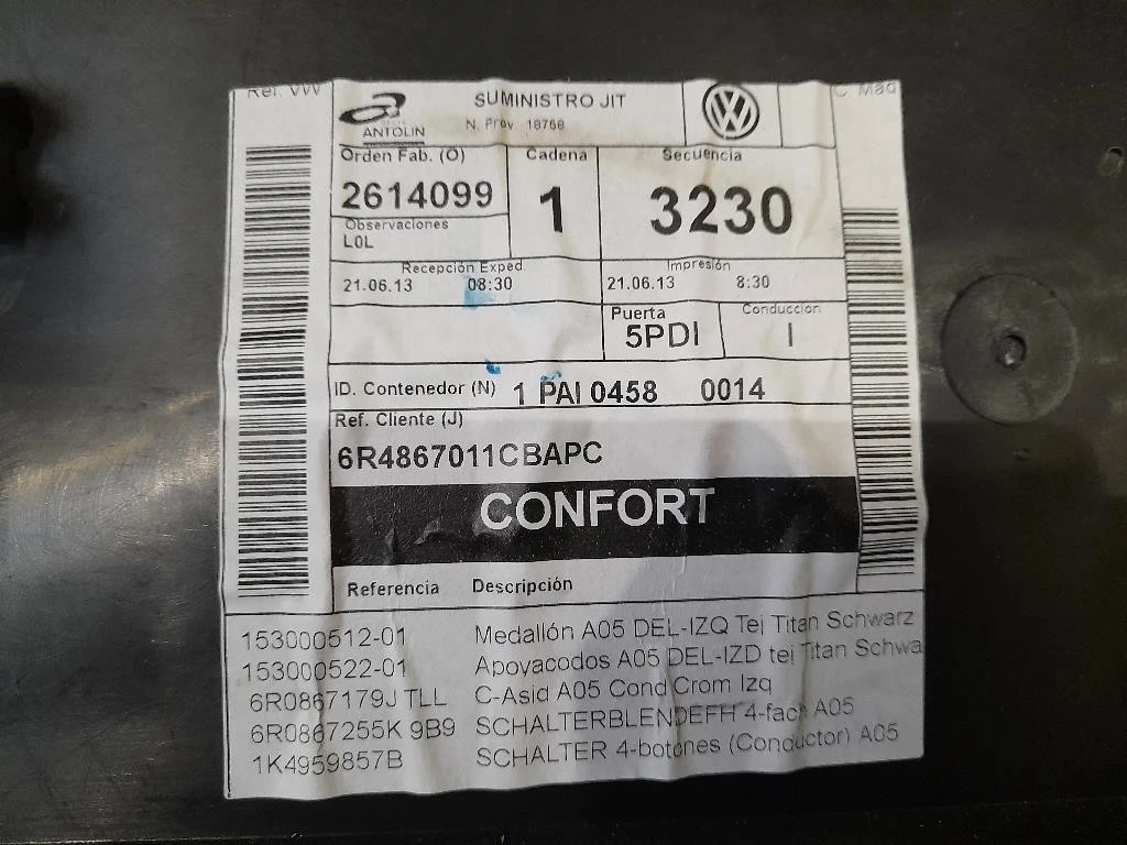 Pannello Rivestimento Porta ANT SX 2G4867011ABNUQ Volkswagen POLO VII 2017