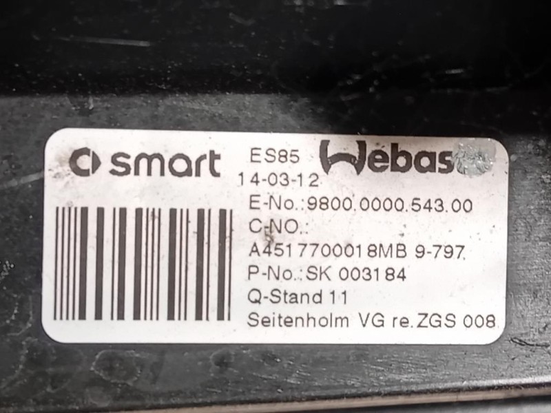 Pannello Rivestimento Tetto ANT DX A451770001 Smart Fortwo Cabrio 451 2010